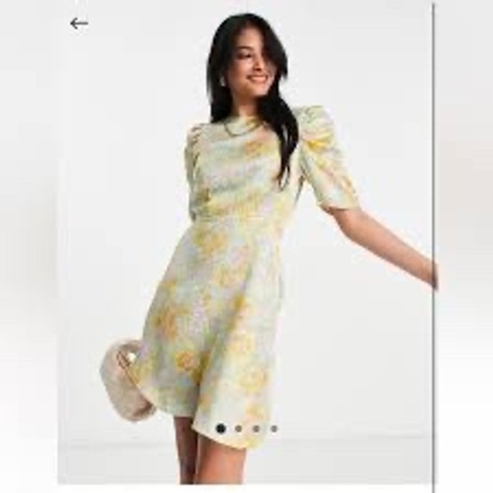 Vero Moda satin mini dress Size large wedding guest puff sleeve party‎
